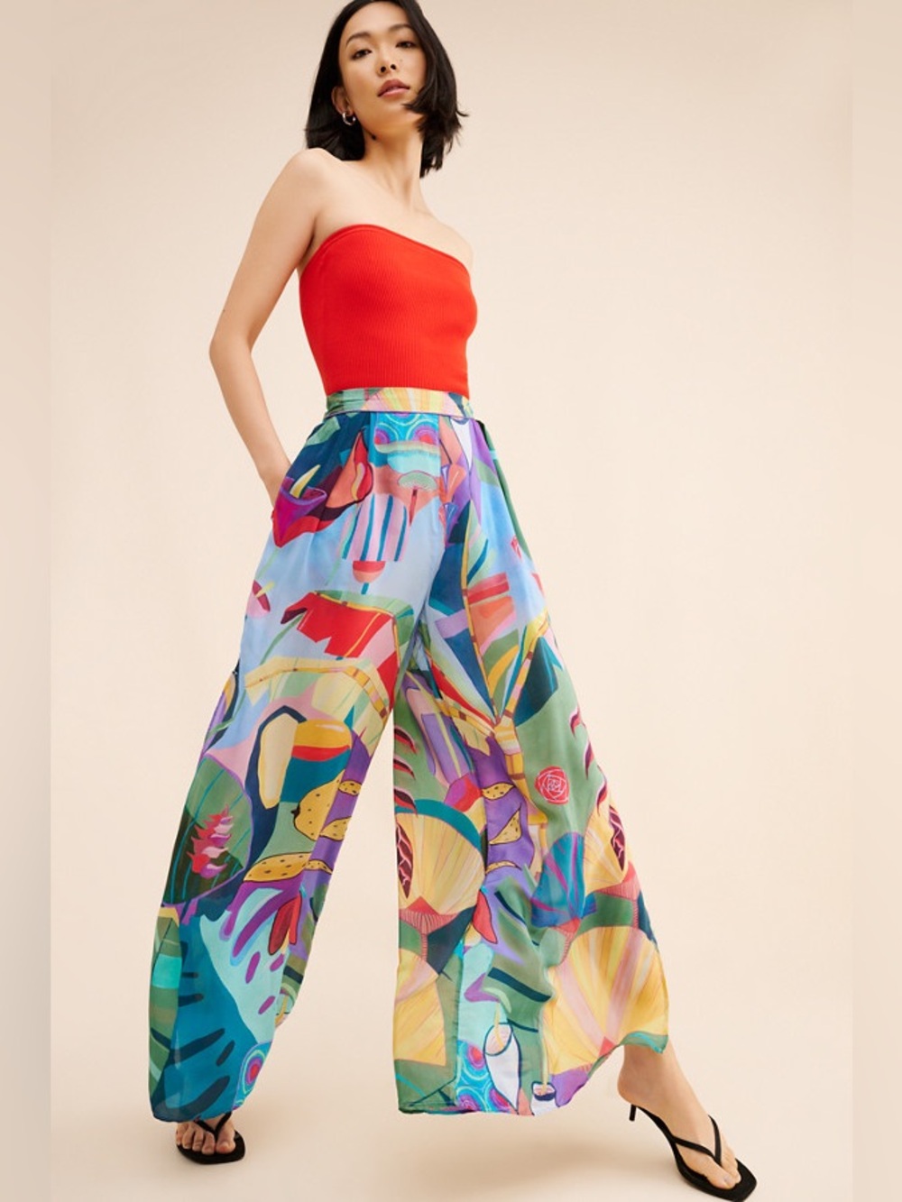 Farm Rio x Anthropologie Tropical
Scenario Slit Wide Leg Pants